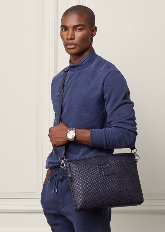 formand for flåden Mænd Ralph Lauren vævet kalveskind taske Z426B8960