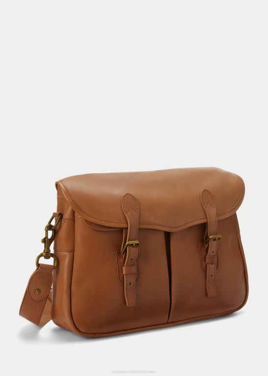 tan Mænd Ralph Lauren Heritage læder messenger taske Z426B2399