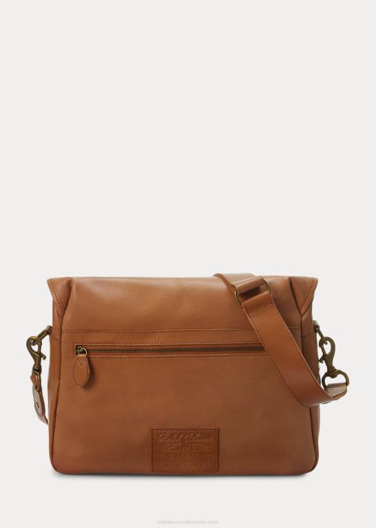 tan Mænd Ralph Lauren Heritage læder messenger taske Z426B2399