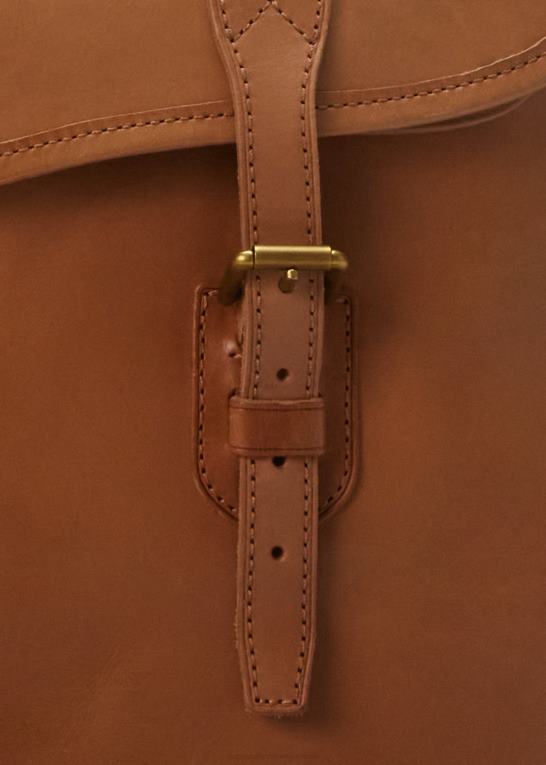 tan Mænd Ralph Lauren Heritage læder messenger taske Z426B2399
