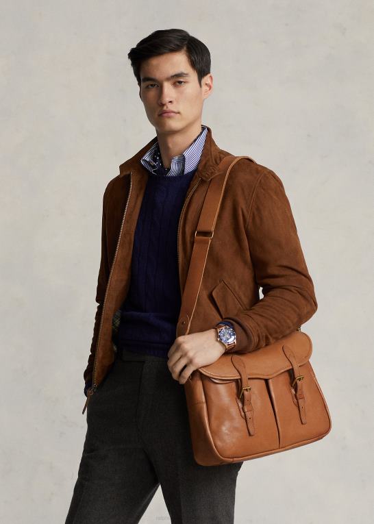tan Mænd Ralph Lauren Heritage læder messenger taske Z426B2399