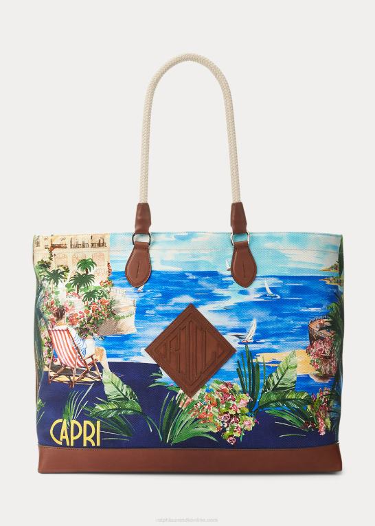 capri Mænd Ralph Lauren lærredstaske med læderprint Z426B8924