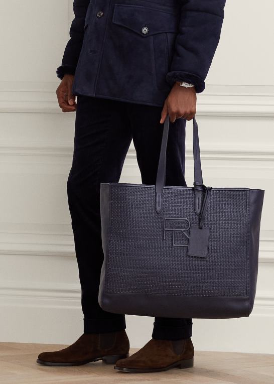 formand for flåden Mænd Ralph Lauren monogram vævet kalveskind tote Z426B8956
