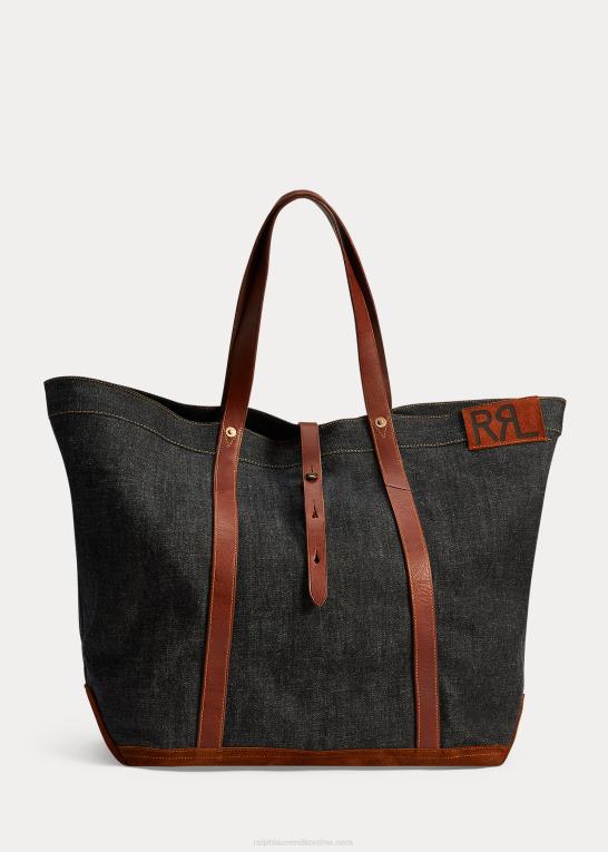 indigo Mænd Ralph Lauren læderbeklædt denim tote Z426B5152