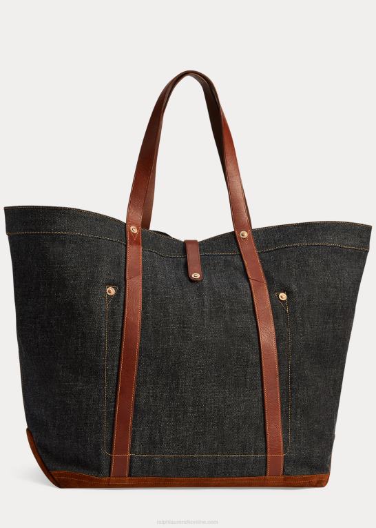 indigo Mænd Ralph Lauren læderbeklædt denim tote Z426B5152