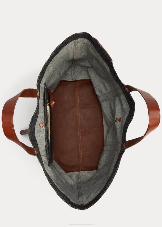 indigo Mænd Ralph Lauren læderbeklædt denim tote Z426B5152