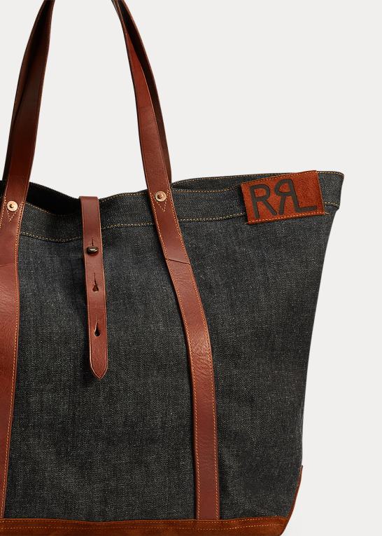 indigo Mænd Ralph Lauren læderbeklædt denim tote Z426B5152