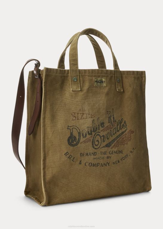 kaki Mænd Ralph Lauren logo lærred tømrer tote Z426B8827