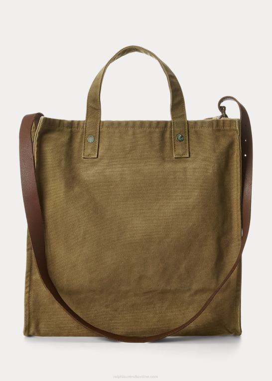 kaki Mænd Ralph Lauren logo lærred tømrer tote Z426B8827