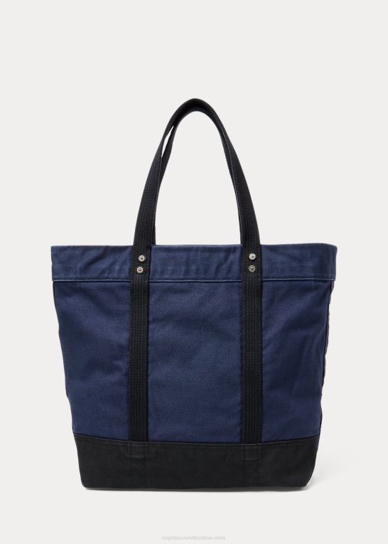 marineblå/sort Mænd Ralph Lauren stor pony kanvas mulepose Z426B2743