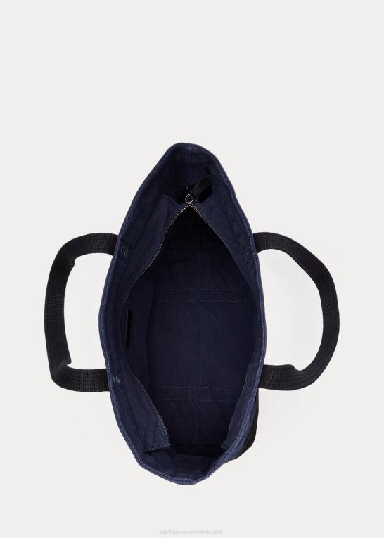 marineblå/sort Mænd Ralph Lauren stor pony kanvas mulepose Z426B2743