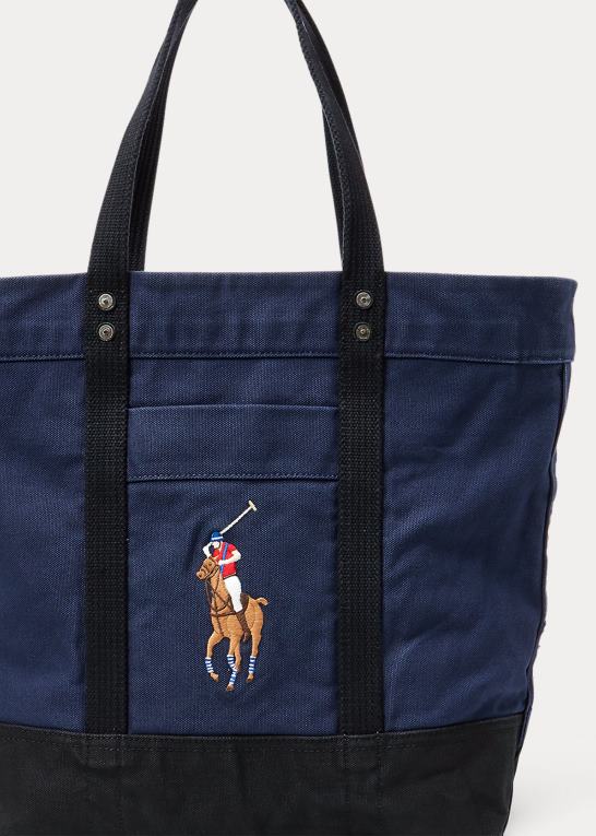 marineblå/sort Mænd Ralph Lauren stor pony kanvas mulepose Z426B2743