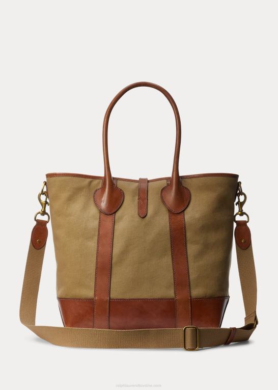 montana kaki Mænd Ralph Lauren Heritage læder-beklædt kanvas tote Z426B2615