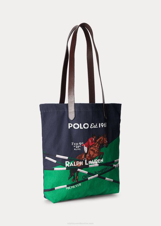 newport flåde Mænd Ralph Lauren shopper-tote i lærred med ridetryk Z426B2212