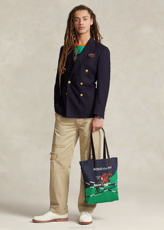 newport flåde Mænd Ralph Lauren shopper-tote i lærred med ridetryk Z426B2212