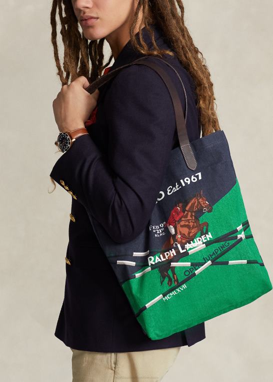 newport flåde Mænd Ralph Lauren shopper-tote i lærred med ridetryk Z426B2212