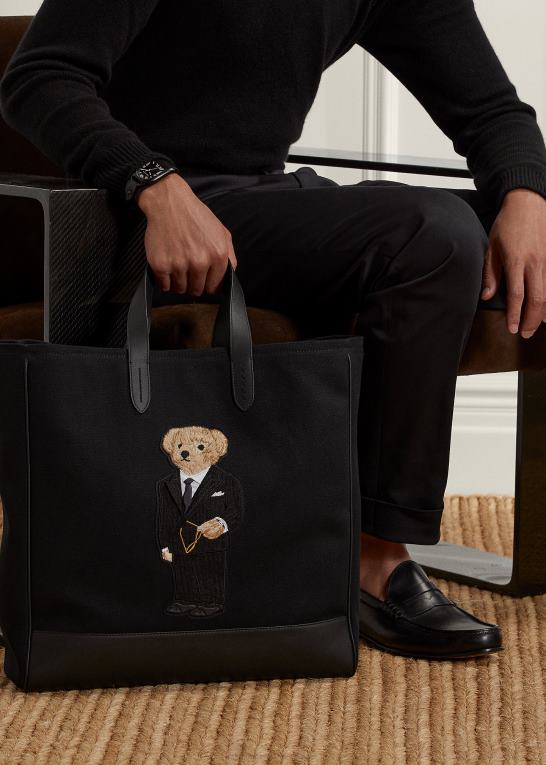sort Mænd Ralph Lauren polobjørnelærred og kalveskindsstof Z426B9014