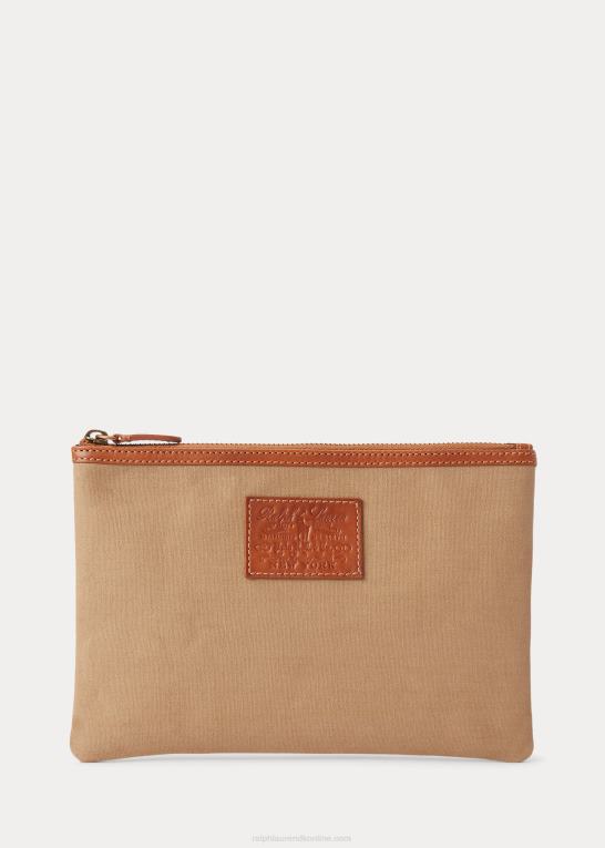 montana kaki Mænd Ralph Lauren Heritage læderbeklædt lærredspose Z426B2757