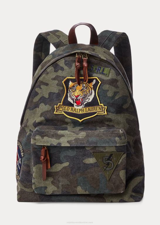 camo Mænd Ralph Lauren tiger-patch kanvas rygsæk Z426B2547