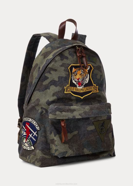 camo Mænd Ralph Lauren tiger-patch kanvas rygsæk Z426B2547