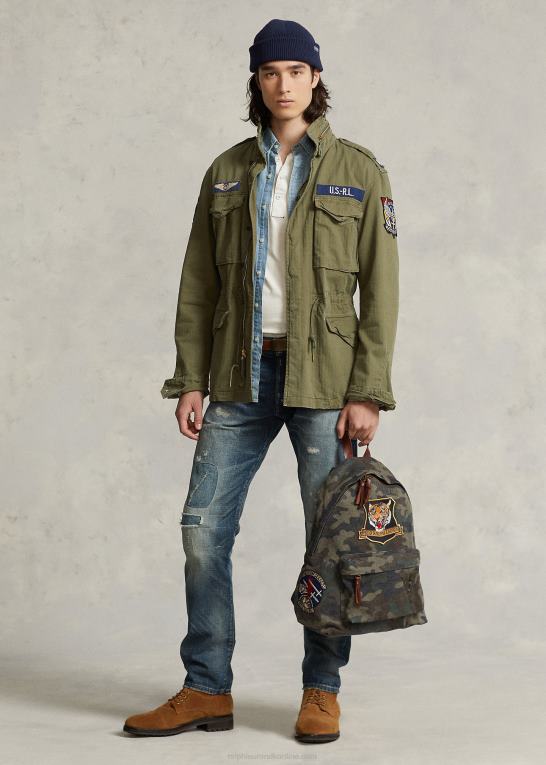 camo Mænd Ralph Lauren tiger-patch kanvas rygsæk Z426B2547