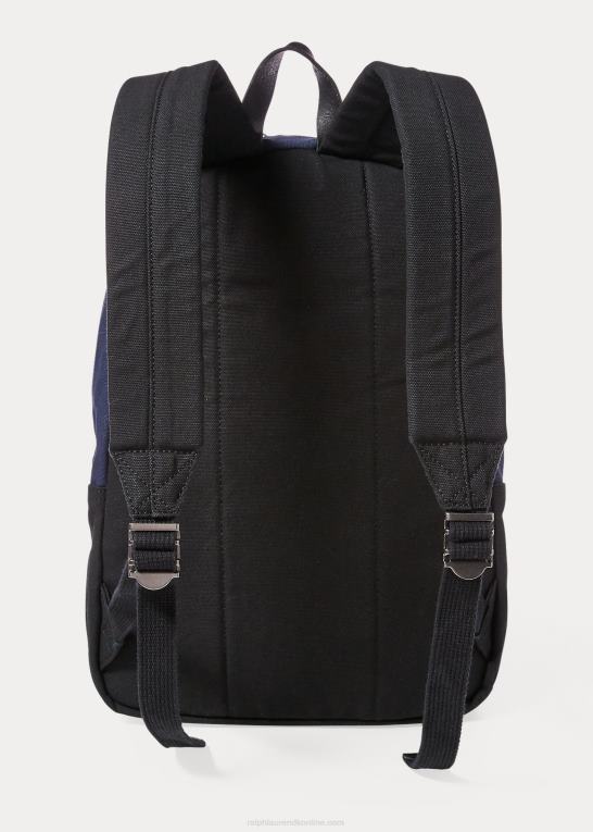 marineblå/sort Mænd Ralph Lauren kanvas stor pony rygsæk Z426B2754