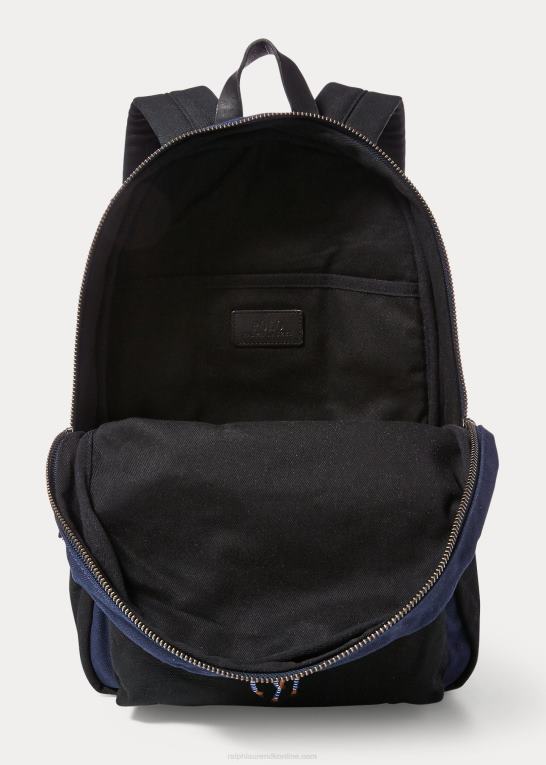 marineblå/sort Mænd Ralph Lauren kanvas stor pony rygsæk Z426B2754