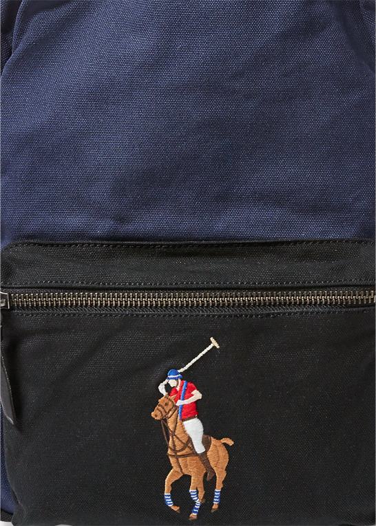marineblå/sort Mænd Ralph Lauren kanvas stor pony rygsæk Z426B2754