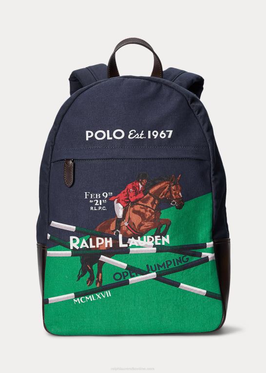 newport flåde Mænd Ralph Lauren rygsæk i kanvas med ridetryk Z426B2211