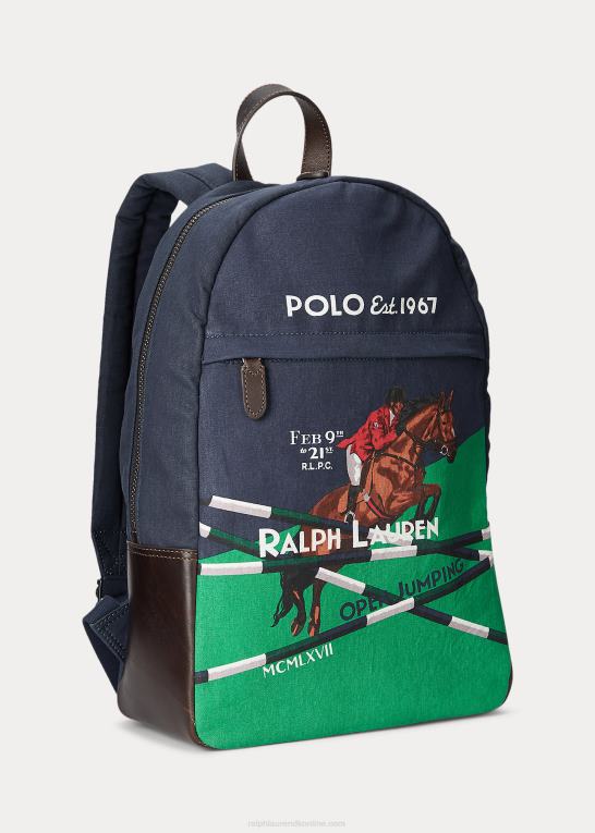 newport flåde Mænd Ralph Lauren rygsæk i kanvas med ridetryk Z426B2211