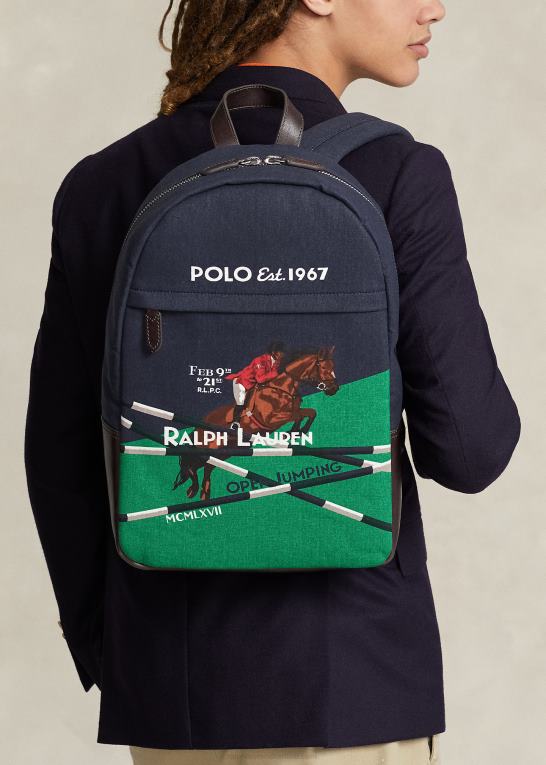 newport flåde Mænd Ralph Lauren rygsæk i kanvas med ridetryk Z426B2211