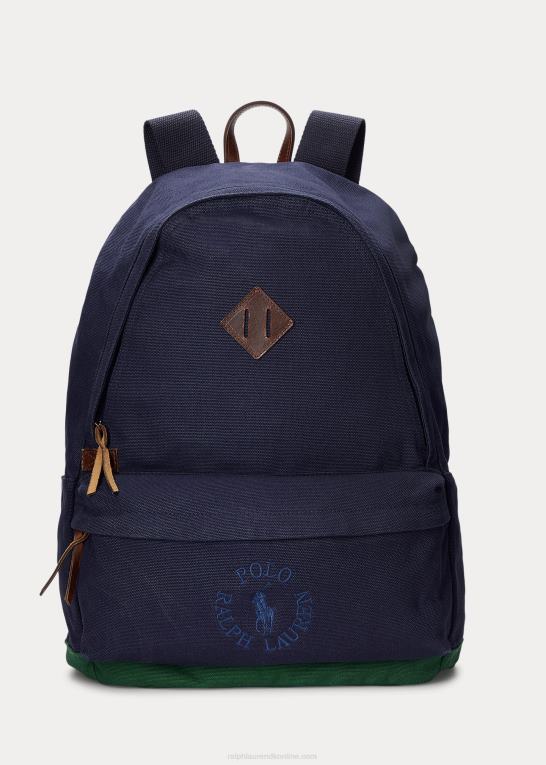 newport flåde/ny skov Mænd Ralph Lauren logo-broderet kanvas rygsæk Z426B2481