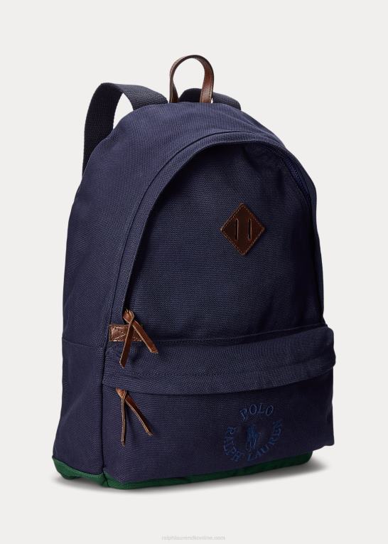 newport flåde/ny skov Mænd Ralph Lauren logo-broderet kanvas rygsæk Z426B2481