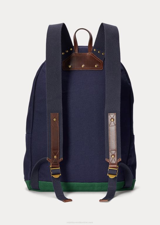 newport flåde/ny skov Mænd Ralph Lauren logo-broderet kanvas rygsæk Z426B2481