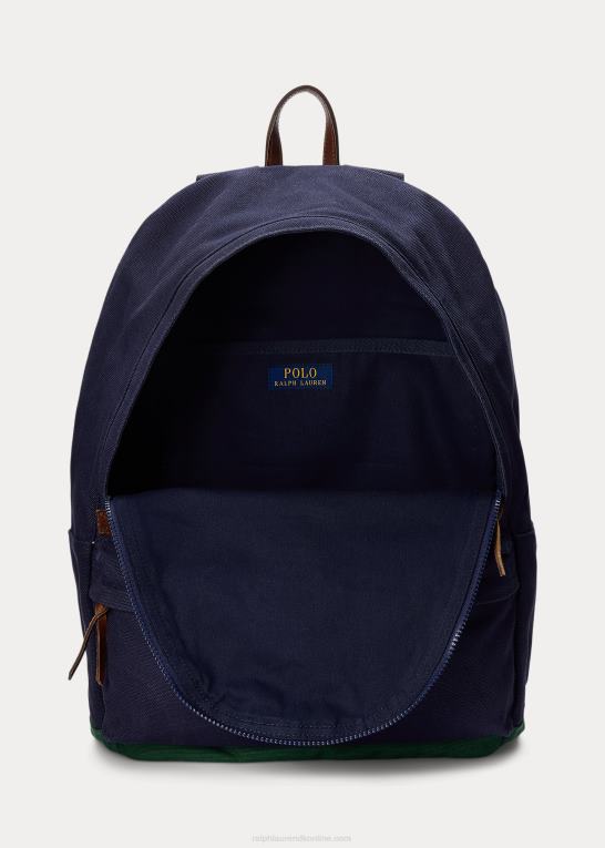 newport flåde/ny skov Mænd Ralph Lauren logo-broderet kanvas rygsæk Z426B2481