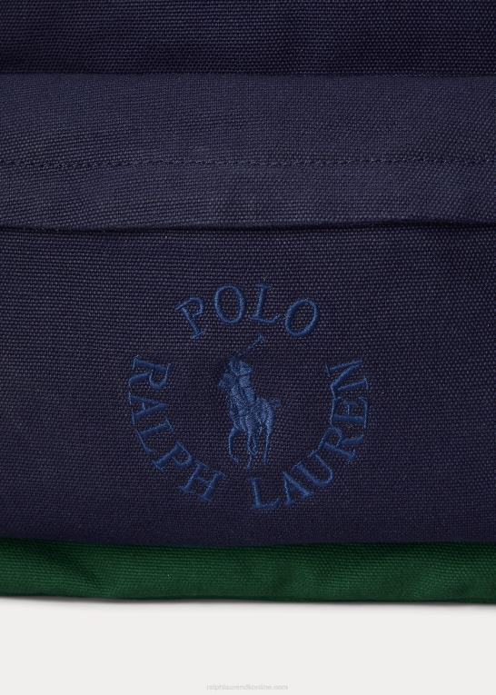 newport flåde/ny skov Mænd Ralph Lauren logo-broderet kanvas rygsæk Z426B2481