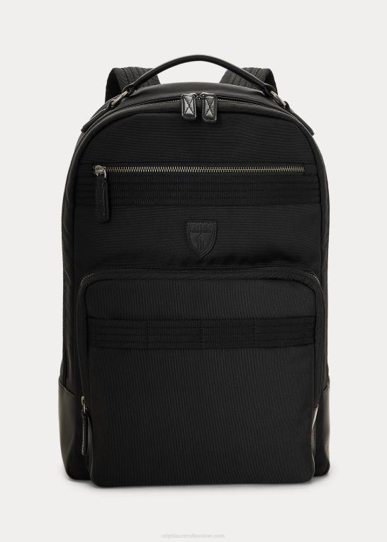 sort Mænd Ralph Lauren rejserygsæk med læderbeklædning Z426B2348