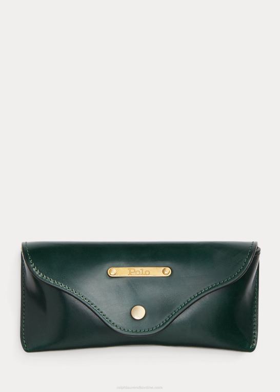britisk racergrøn Mænd Ralph Lauren brille etui i læder Z426B2477