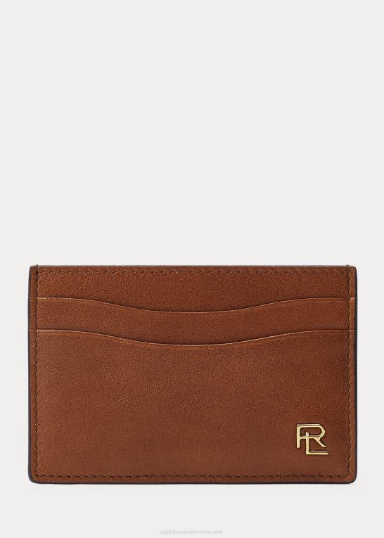 kastanje Mænd Ralph Lauren metal-plade læder kortkasse Z426B9031