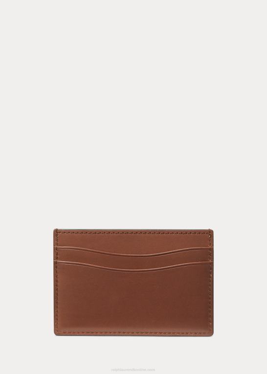 kastanje Mænd Ralph Lauren monogram vachetta læder kortetui Z426B8926