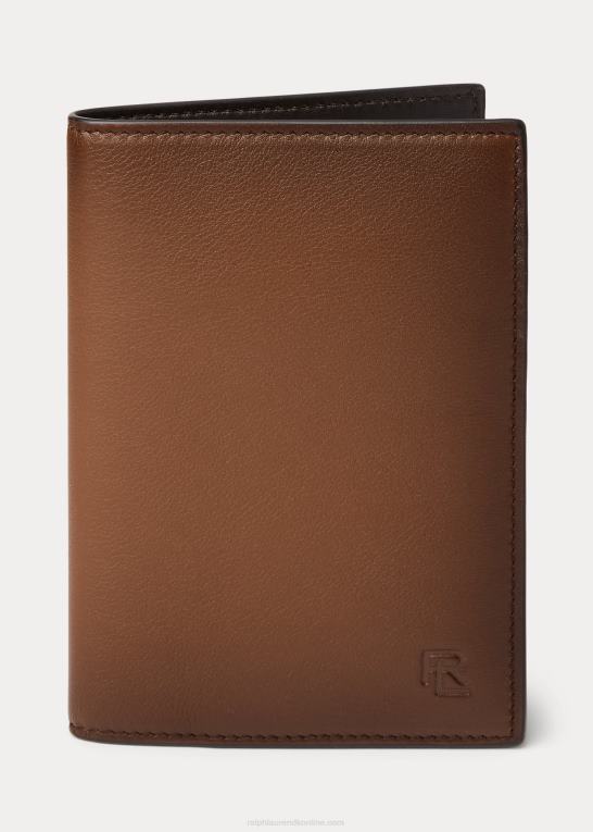 kastanje Mænd Ralph Lauren poleret kalveskinds pasetui Z426B9002