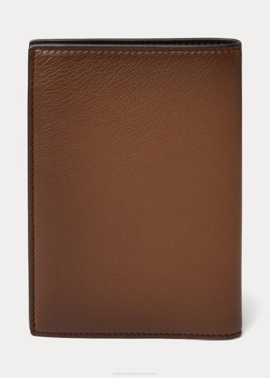kastanje Mænd Ralph Lauren poleret kalveskinds pasetui Z426B9002