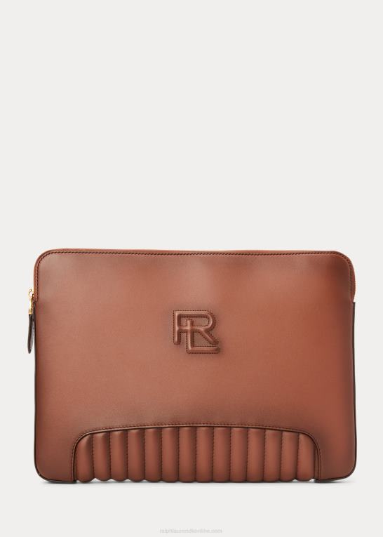 kastanje Mænd Ralph Lauren quiltet tech-etui i poleret kalveskind Z426B8938