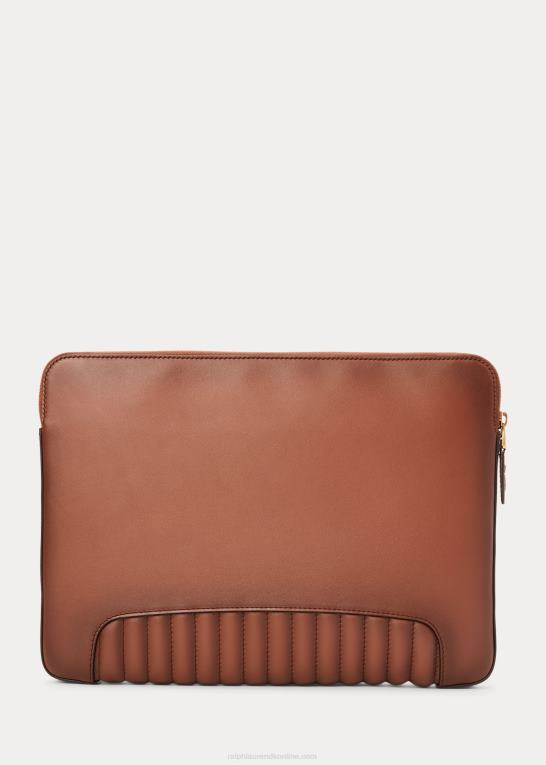 kastanje Mænd Ralph Lauren quiltet tech-etui i poleret kalveskind Z426B8938