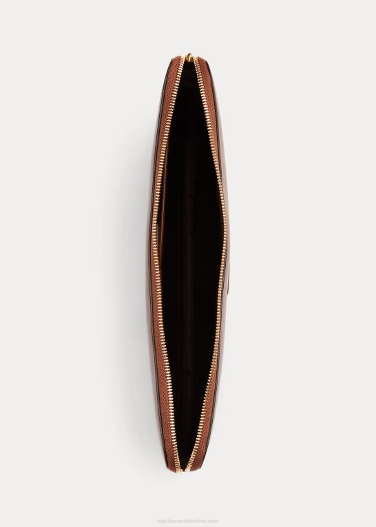 kastanje Mænd Ralph Lauren quiltet tech-etui i poleret kalveskind Z426B8938