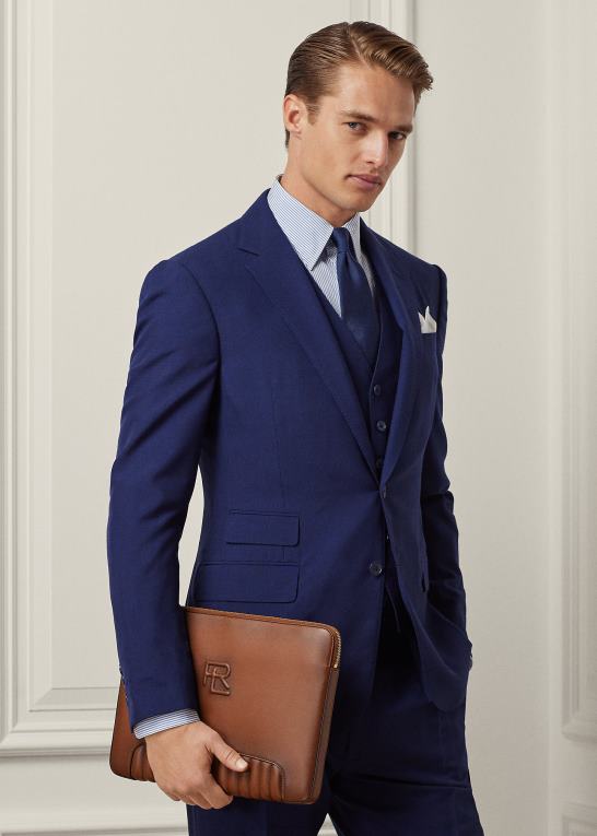 kastanje Mænd Ralph Lauren quiltet tech-etui i poleret kalveskind Z426B8938