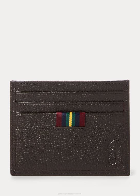 mørkebrun Mænd Ralph Lauren kortetui med småsten i læder Z426B2575