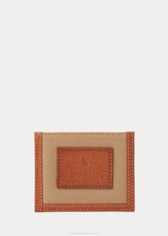montana kaki Mænd Ralph Lauren Heritage canvas & læder kortetui Z426B2562
