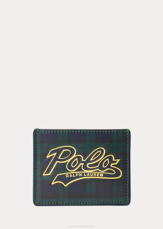 skovgrøn/marine Mænd Ralph Lauren stribet logo læder kortetui Z426B2764