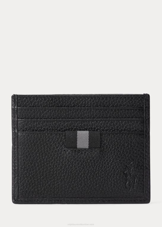 sort Mænd Ralph Lauren kortetui med småsten i læder Z426B2574